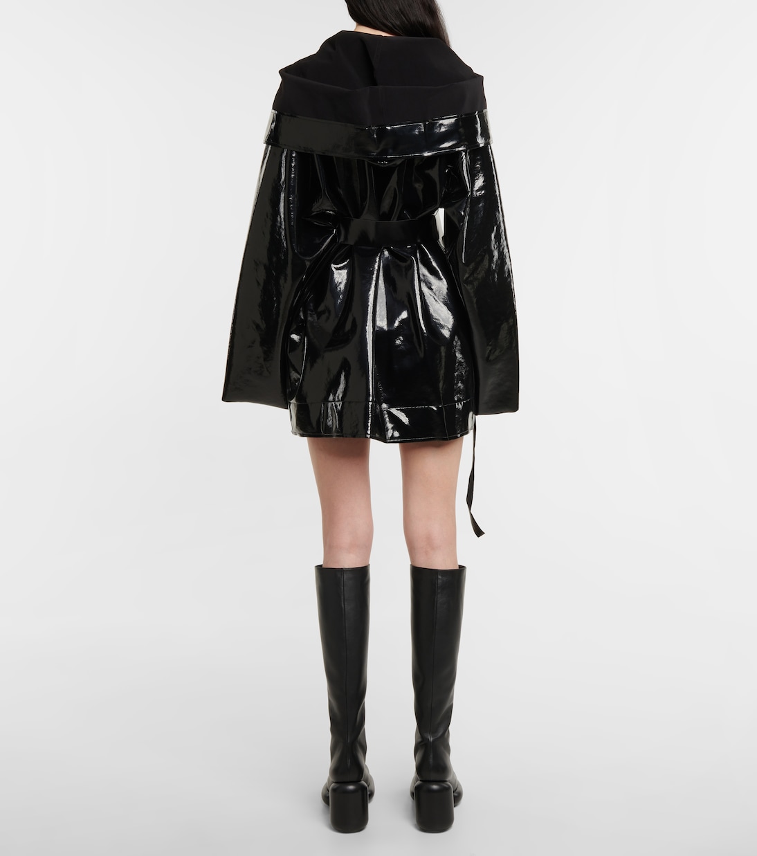 Faux leather belted coat | Norma Kamali
