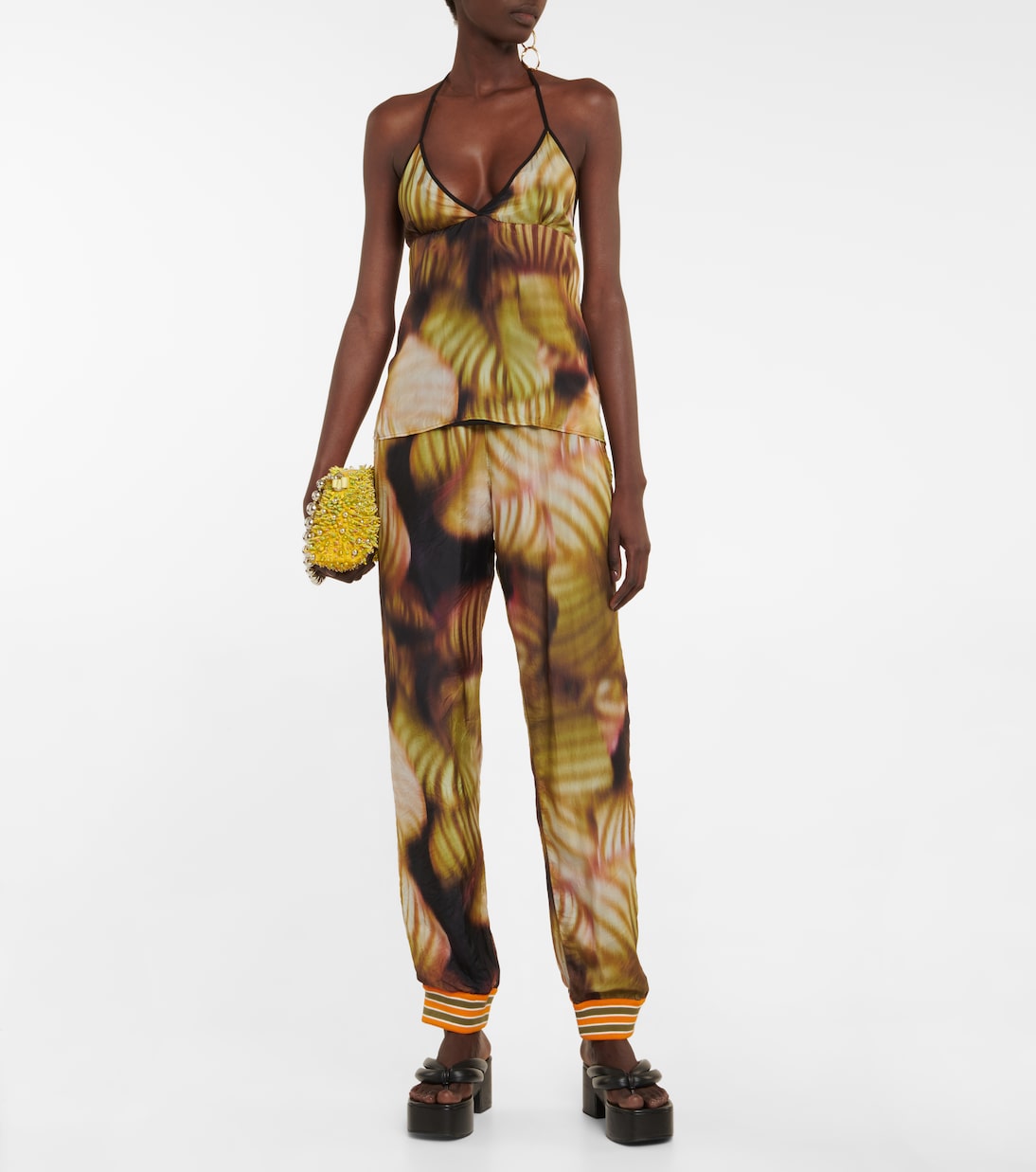 Pantaloni in seta e cotone con stampa | Dries Van Noten