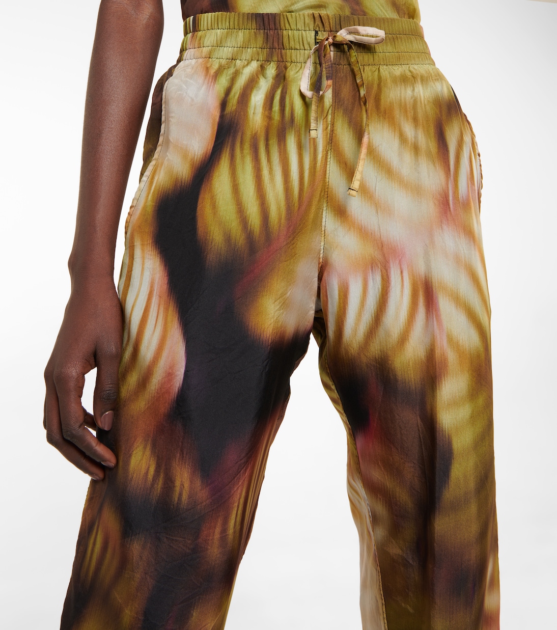 Pantaloni in seta e cotone con stampa | Dries Van Noten