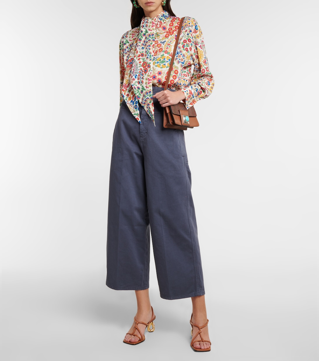 Jeans anchos de tiro alto cropped | Etro