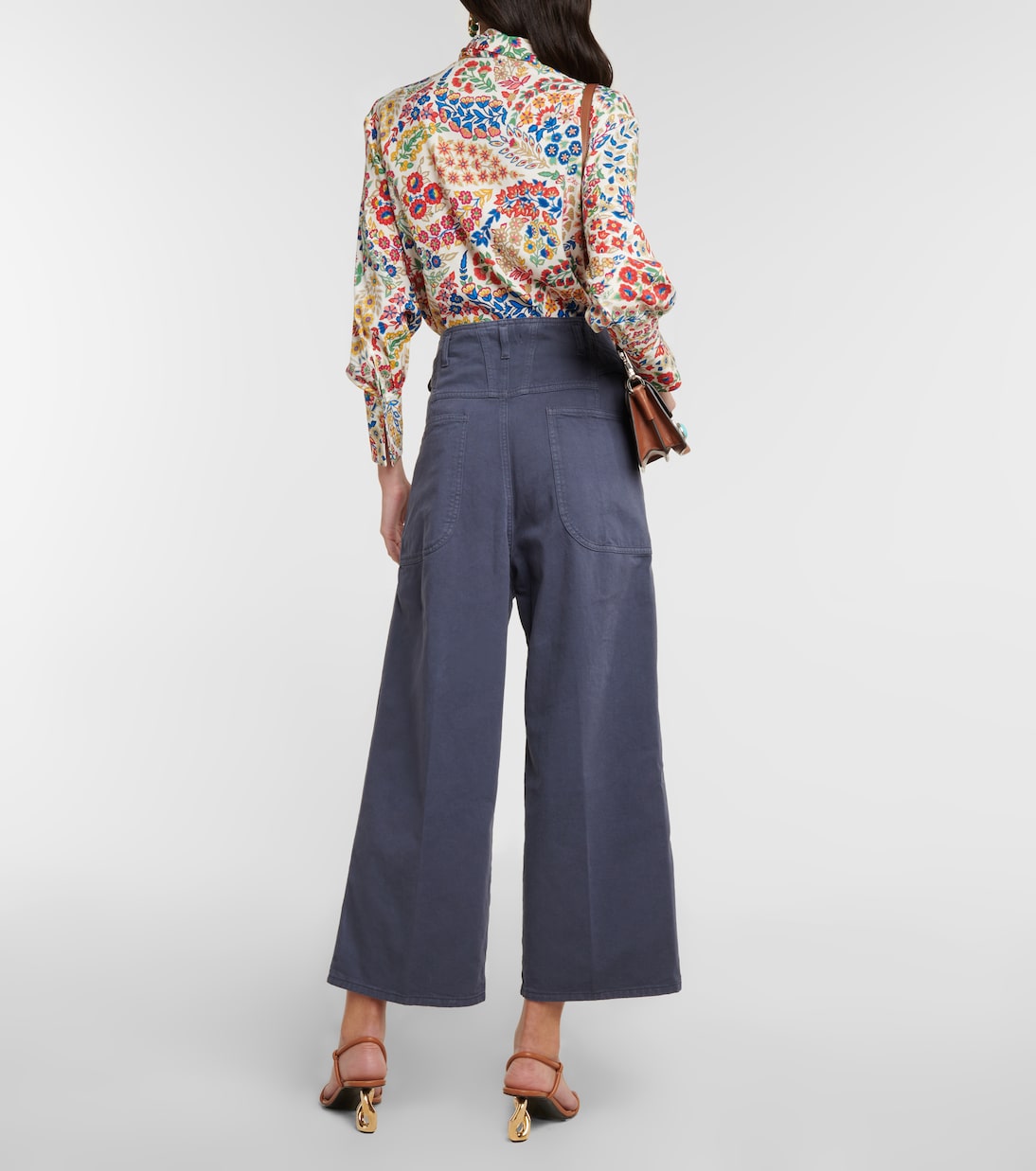 Jeans anchos de tiro alto cropped | Etro