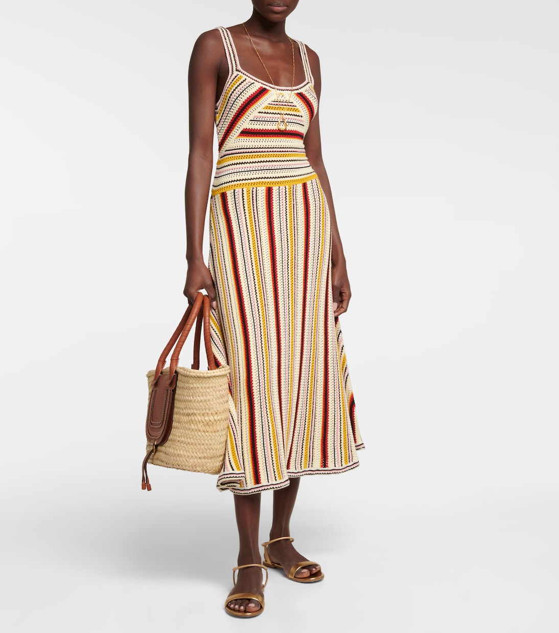 Abito midi Vitali in crochet a righe | Zimmermann