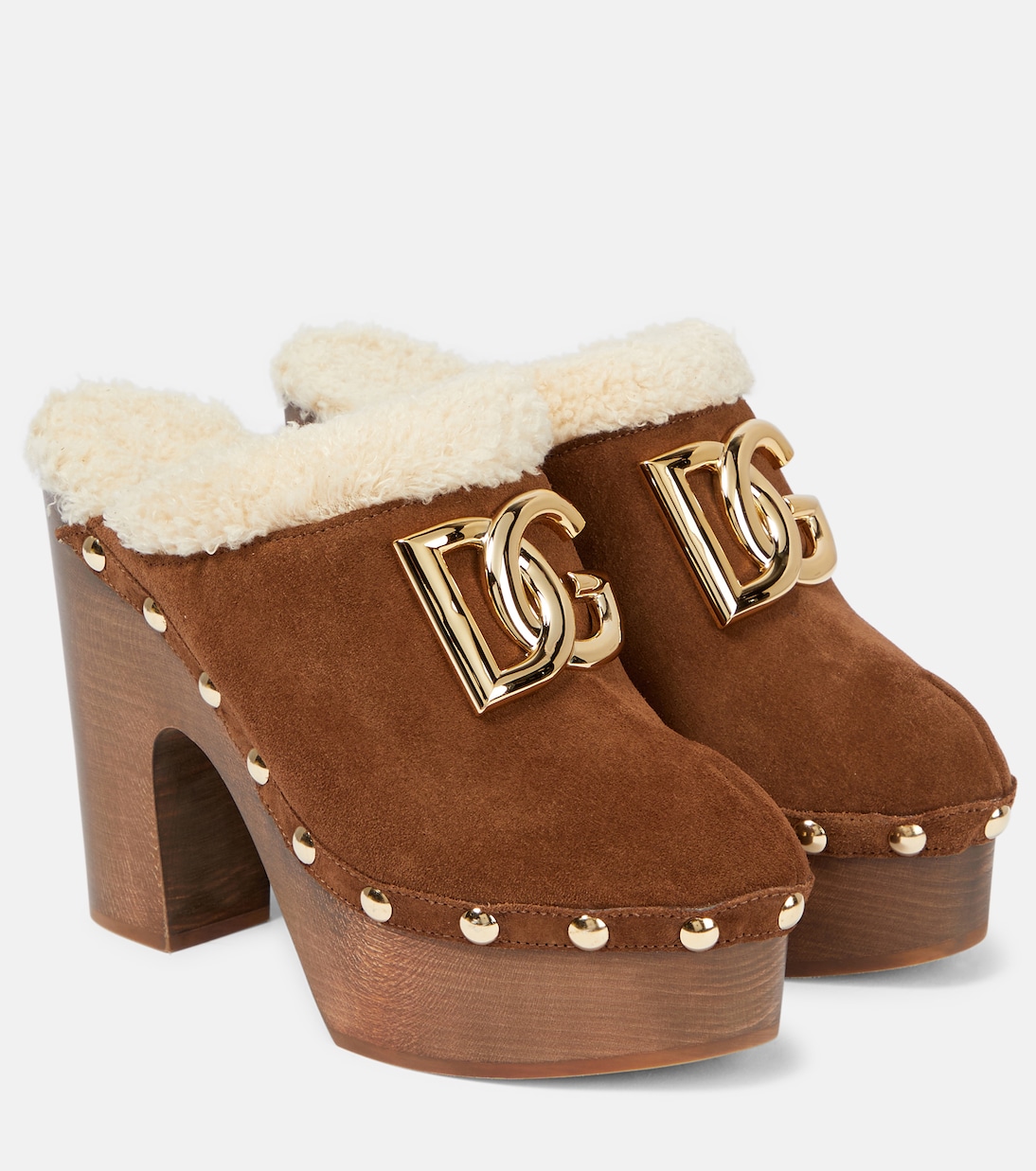 Mules in suede con logo e plateau | Dolce&Gabbana