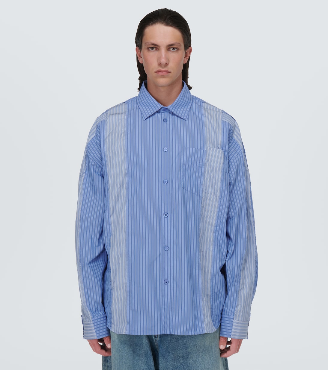 Balenciaga blue striped shirt on sale
