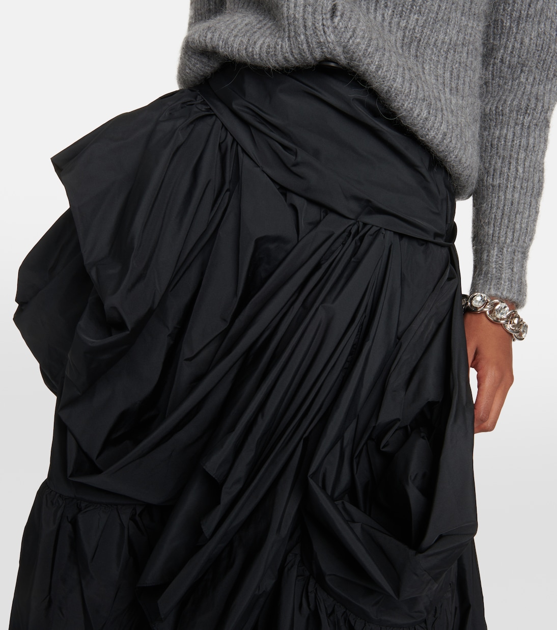 Asymmetric ruffled taffeta maxi skirt  | Erdem