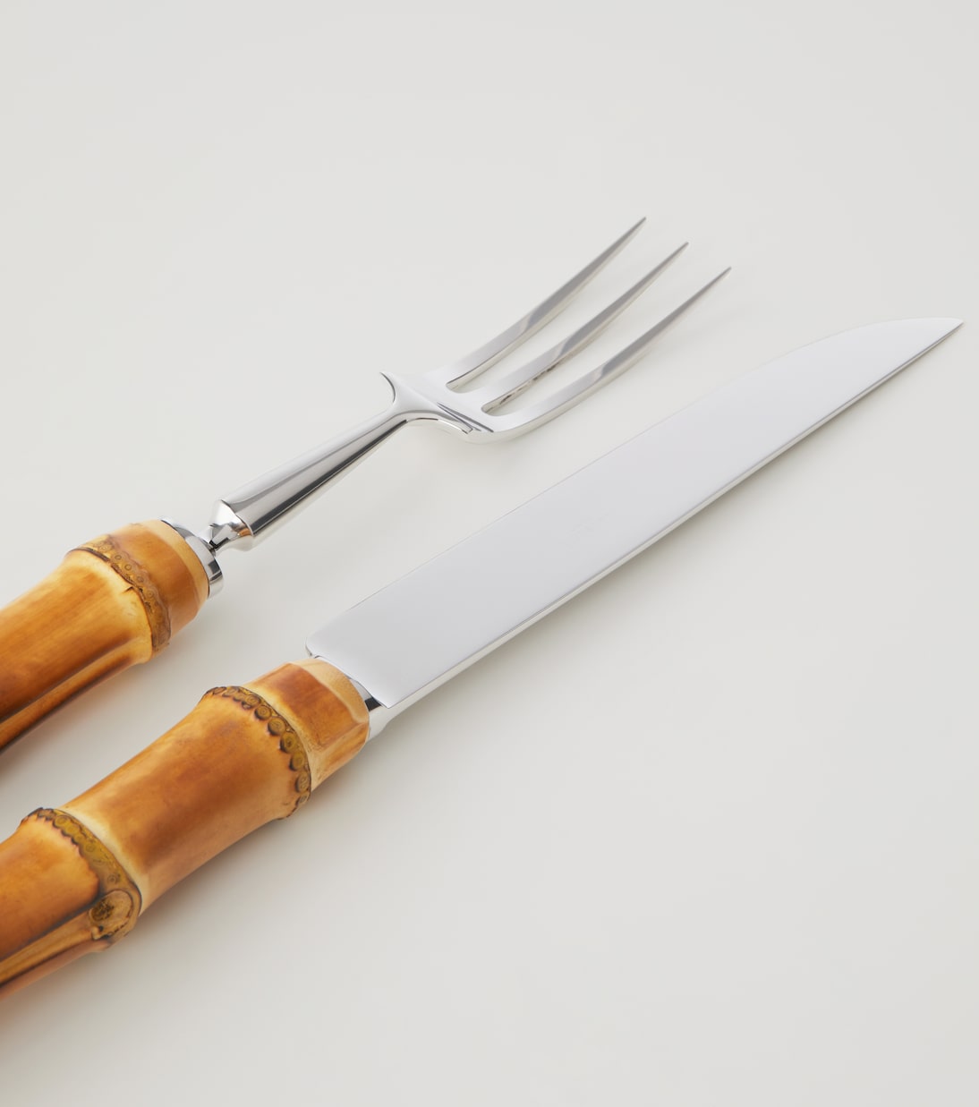 Bamboo and stainless steel carving set | Lorenzi Milano