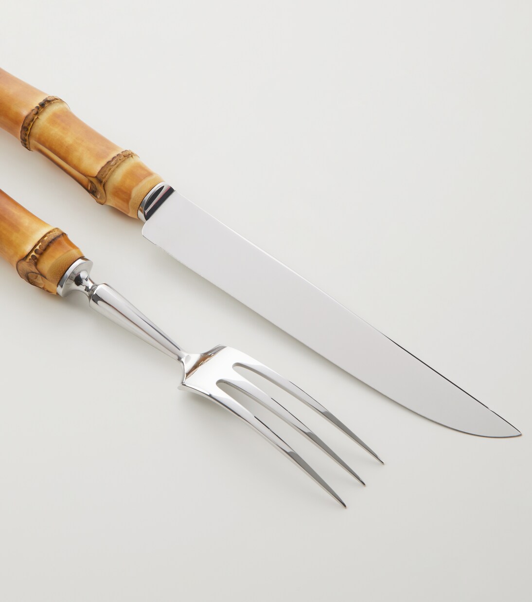Bamboo and stainless steel carving set | Lorenzi Milano