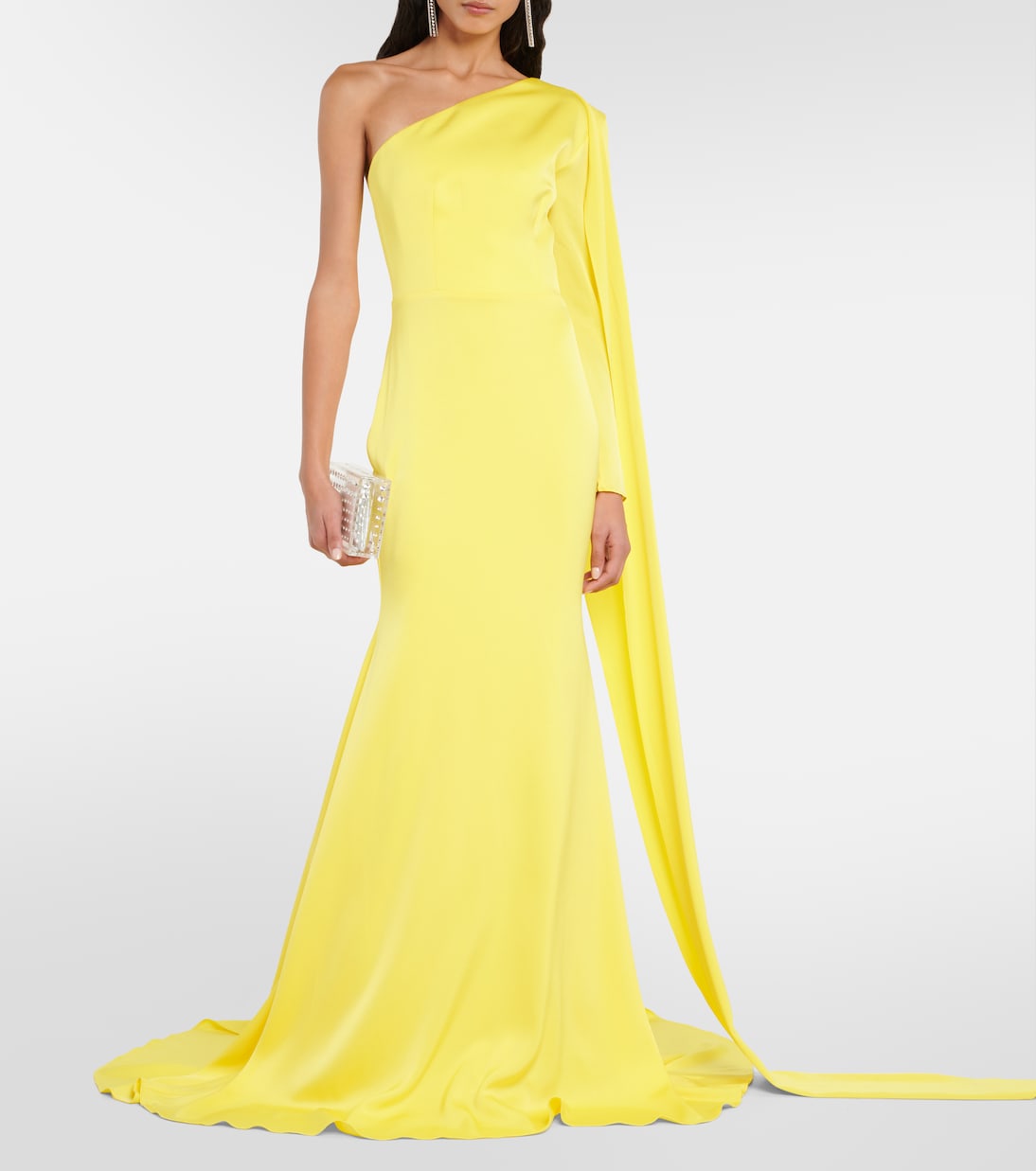 Robe longue asymétrique en satin | Alex Perry