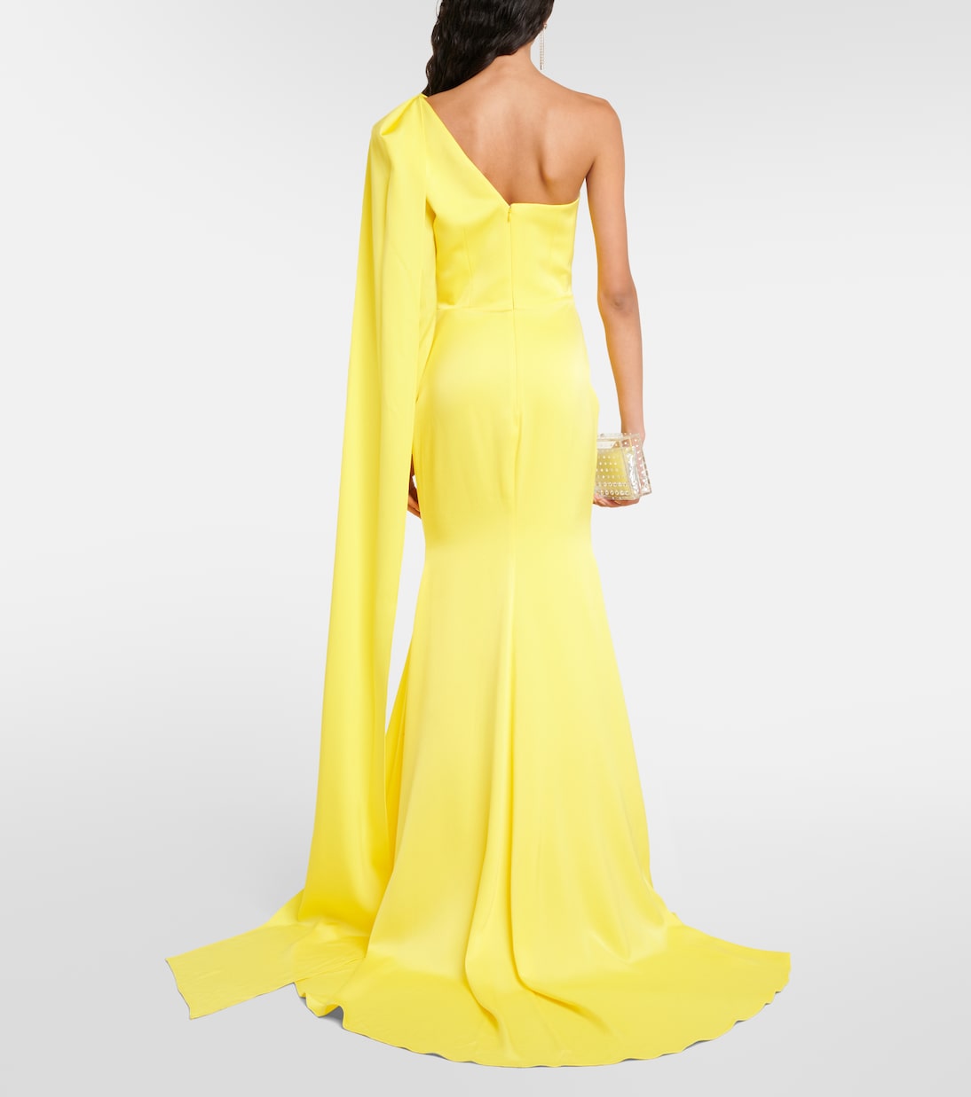 Robe longue asymétrique en satin | Alex Perry