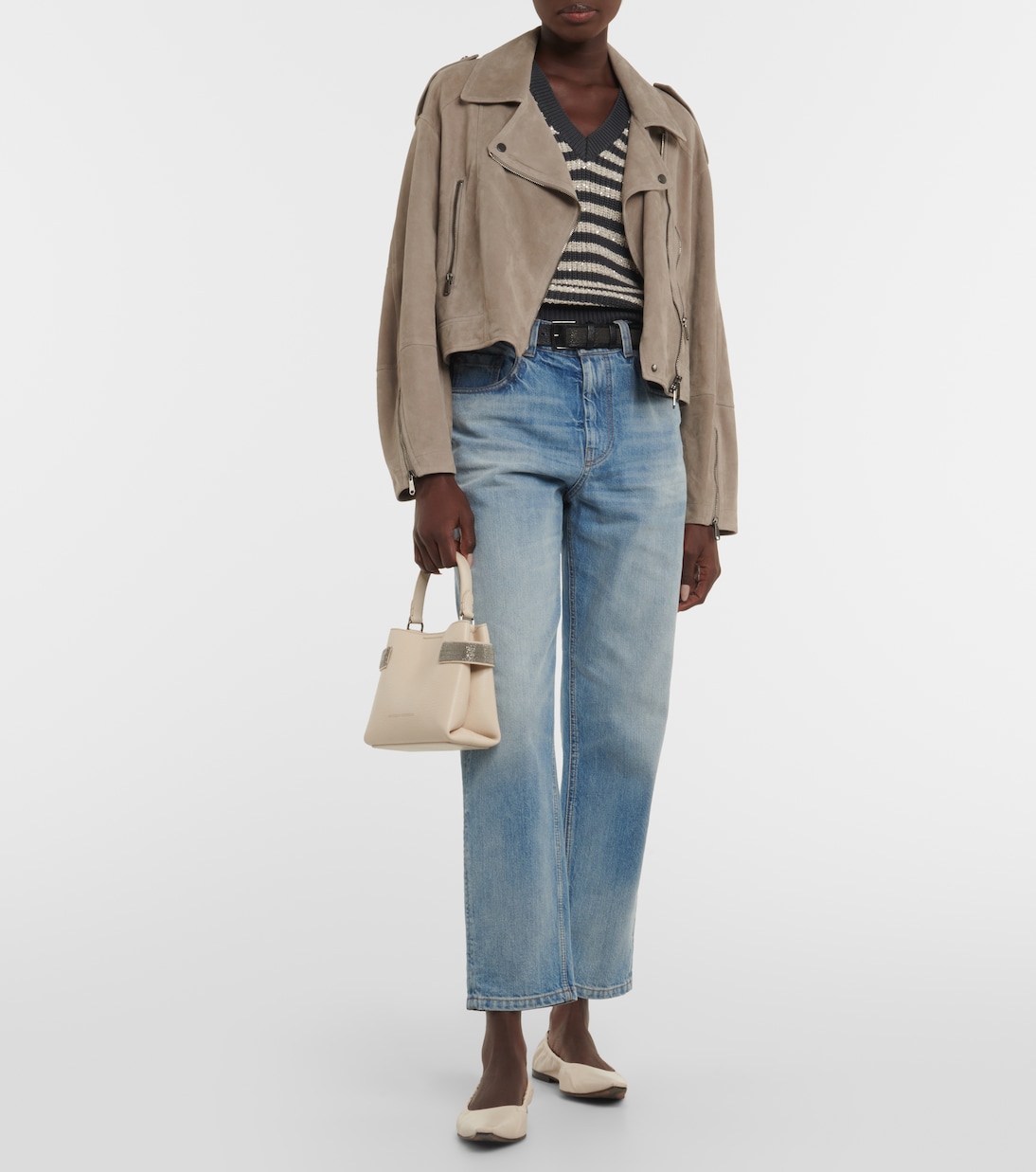 Veste raccourcie en daim | Brunello Cucinelli