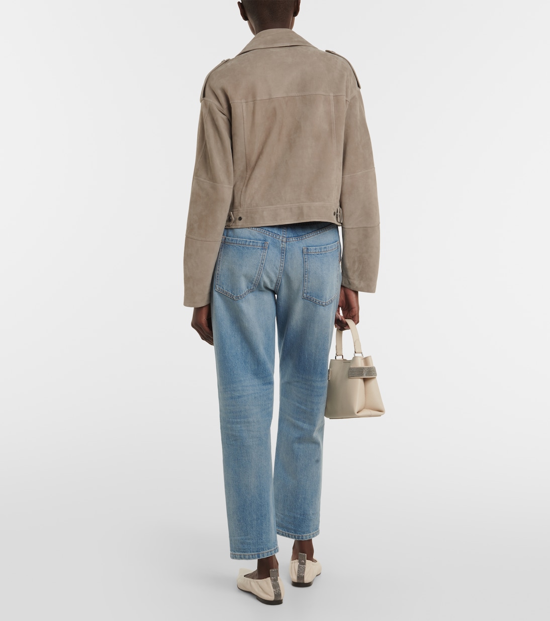 Veste raccourcie en daim | Brunello Cucinelli