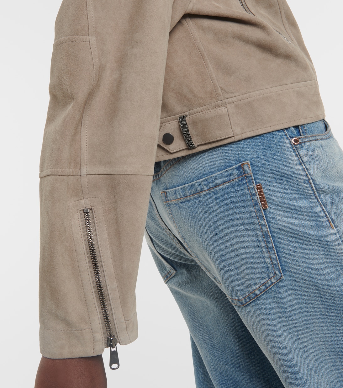 Veste raccourcie en daim | Brunello Cucinelli