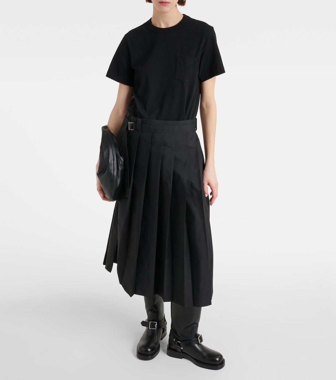 Pleated cotton poplin midi dress | Sacai