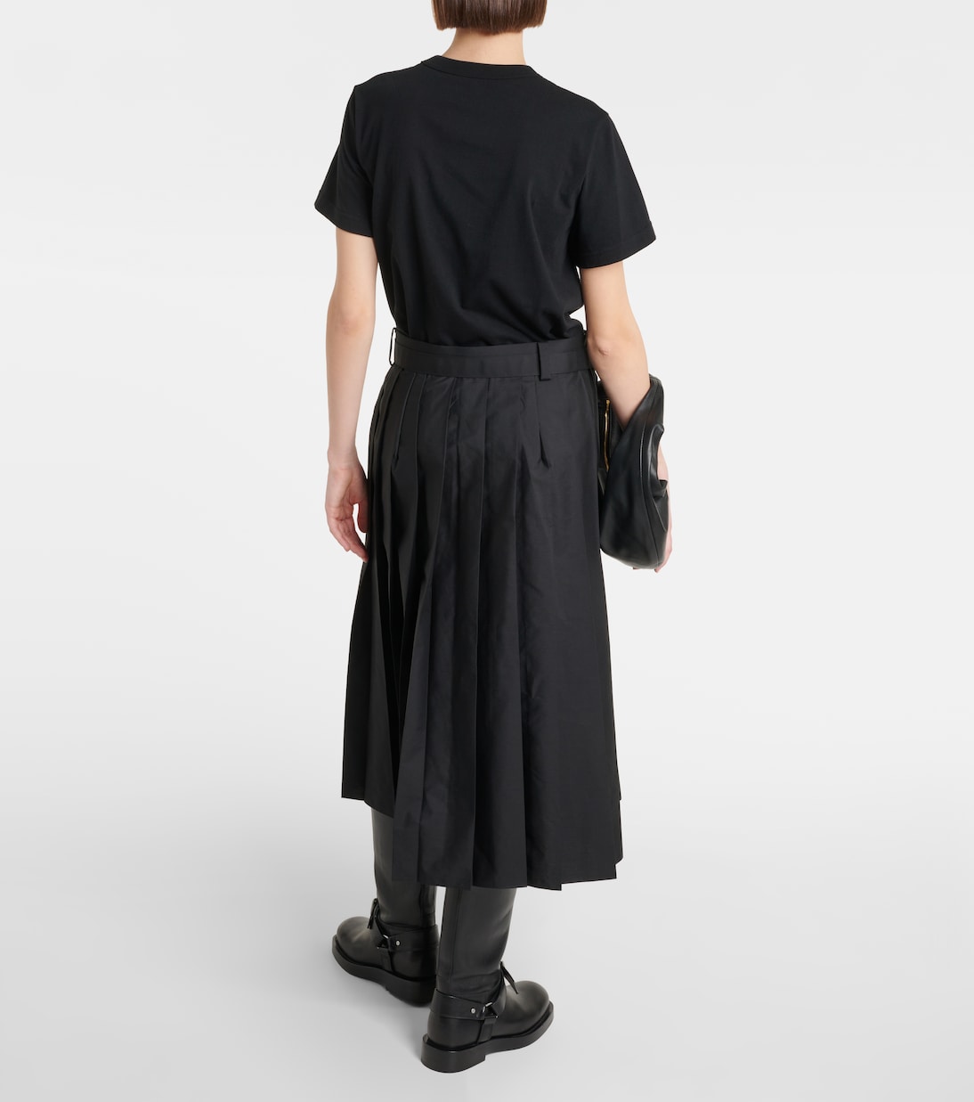 Pleated cotton poplin midi dress | Sacai