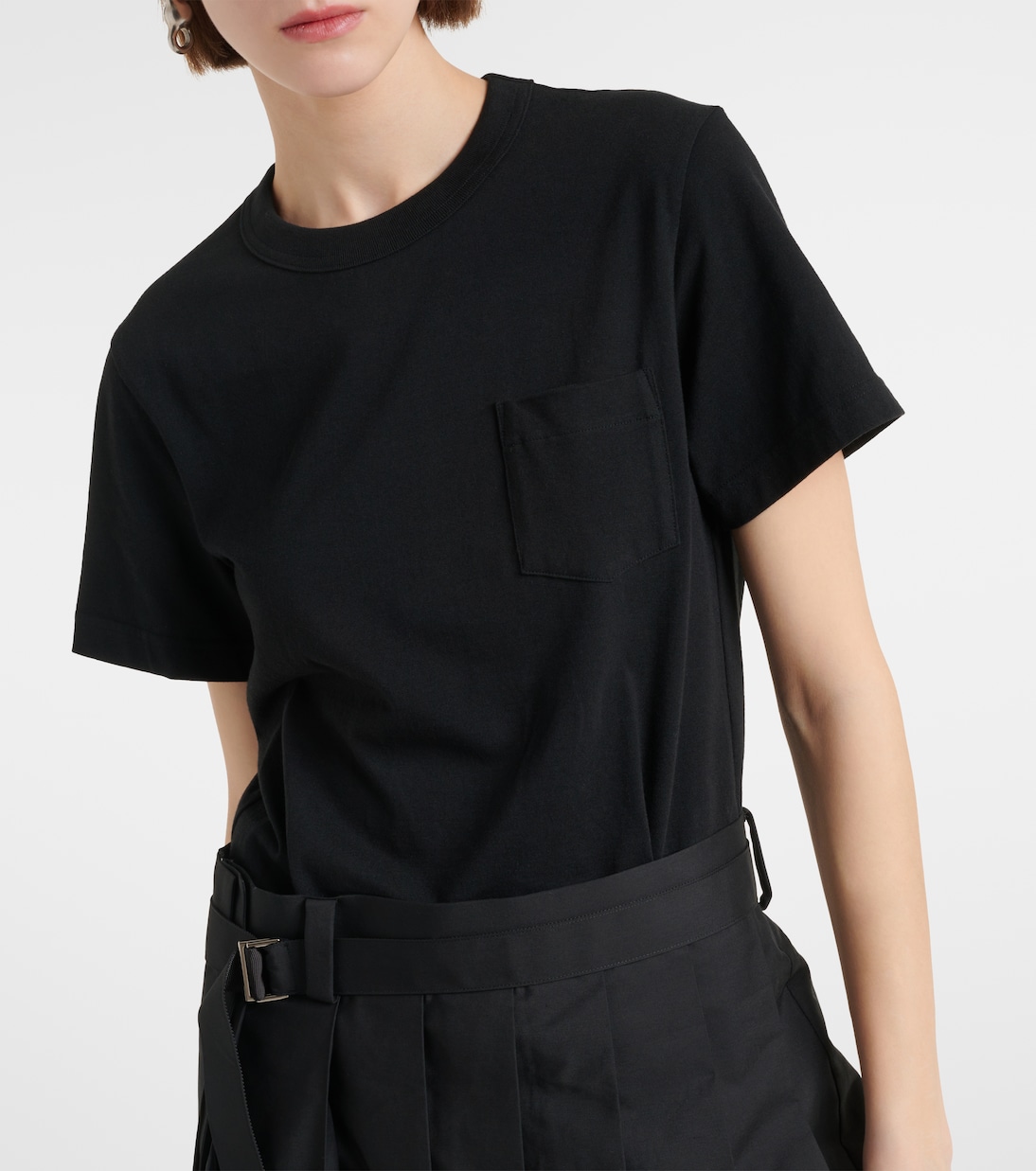 Pleated cotton poplin midi dress | Sacai
