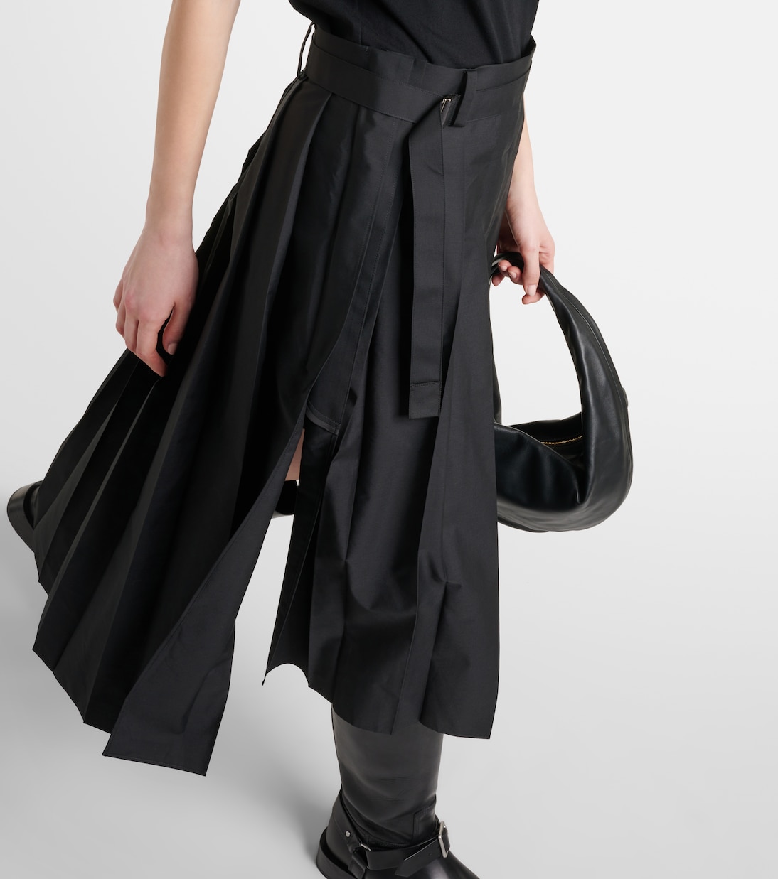 Pleated cotton poplin midi dress | Sacai