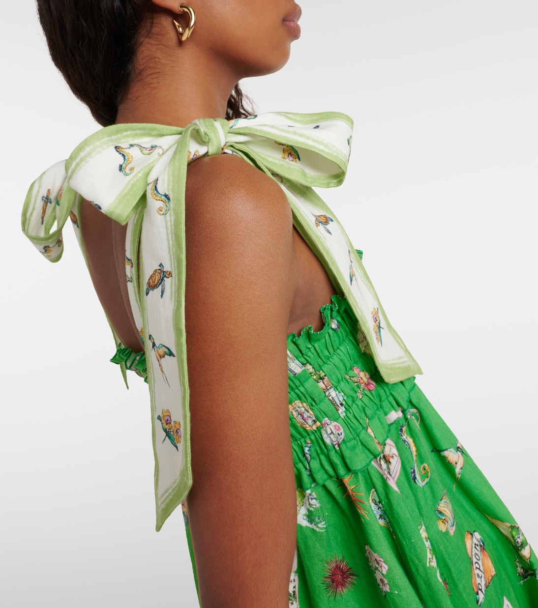 Abito midi in lino con stampa | Alémais