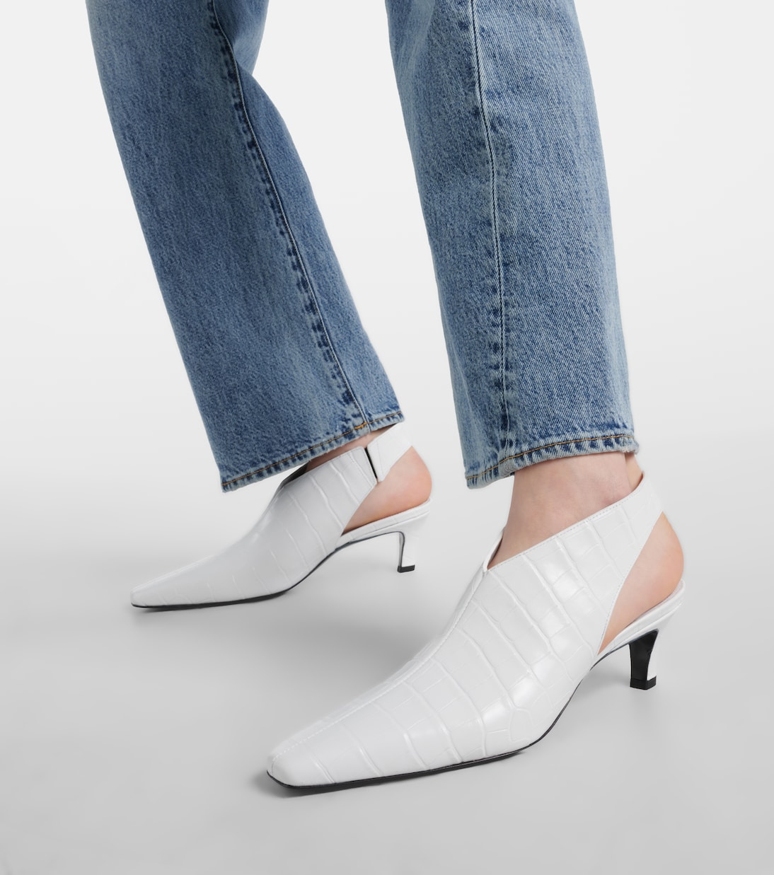 Slingback-Pumps The Croco Slim aus Leder | Toteme