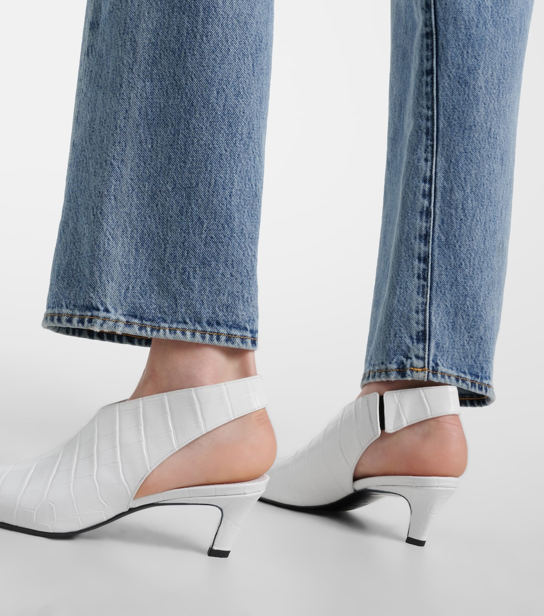 Slingback-Pumps The Croco Slim aus Leder | Toteme
