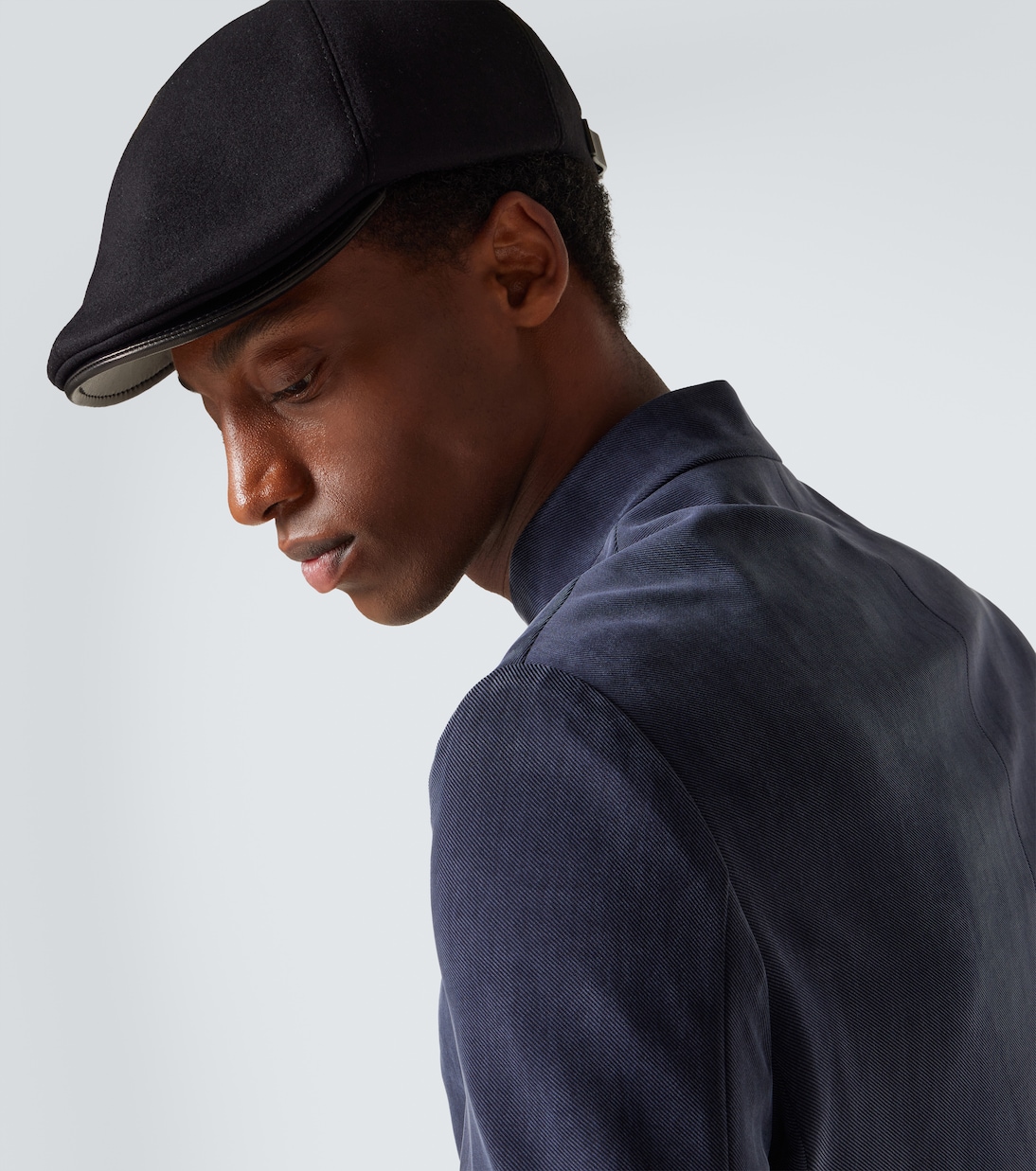Wool and cashmere blend flat cap in black Giorgio Armani Mytheresa