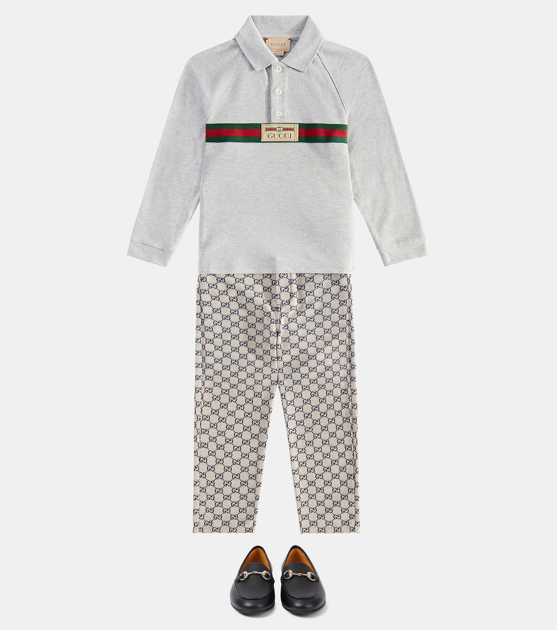Web cotton-blend polo sweater | Gucci Kids
