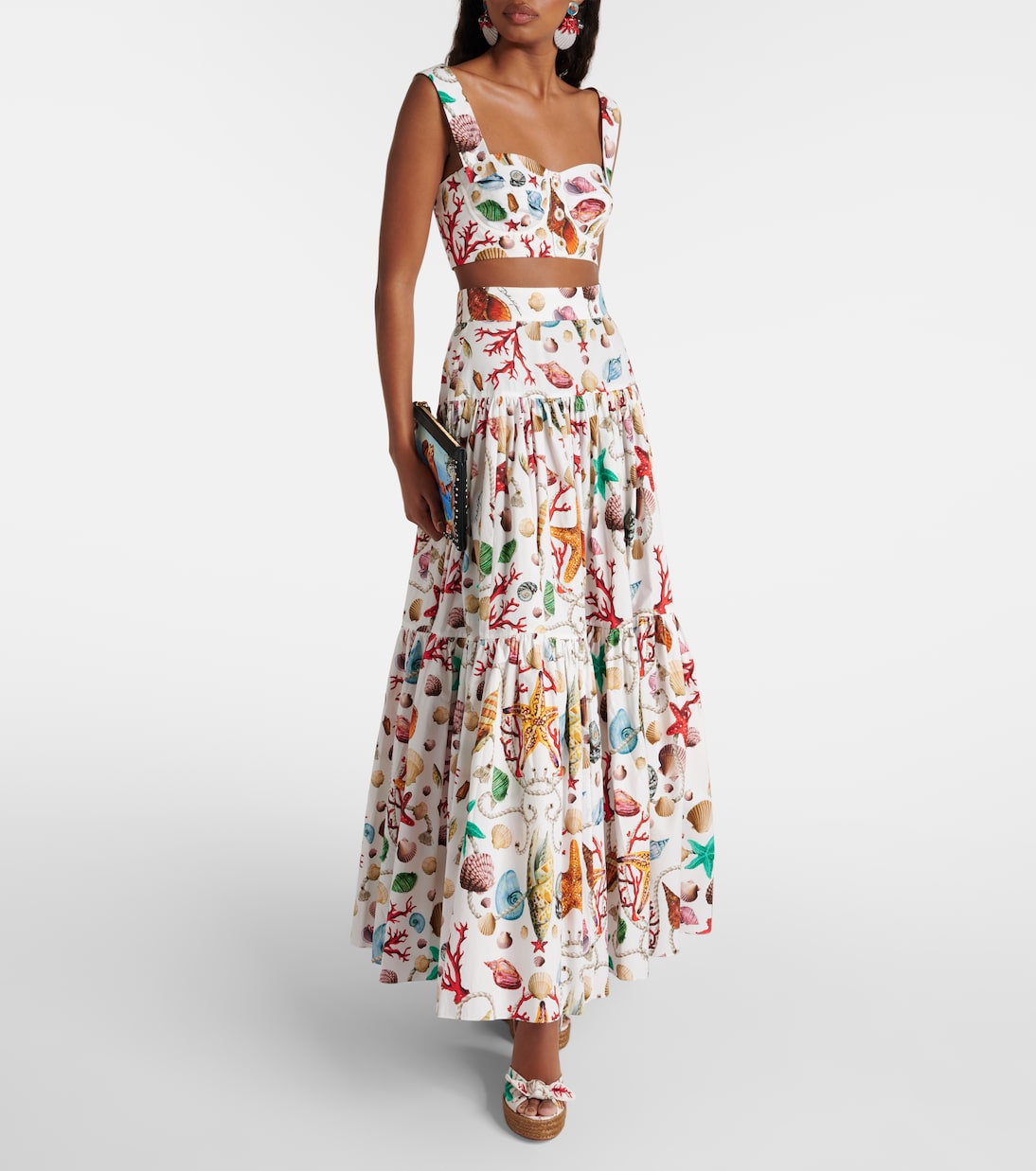 Crop top Capri de algodón estampado | Dolce&Gabbana