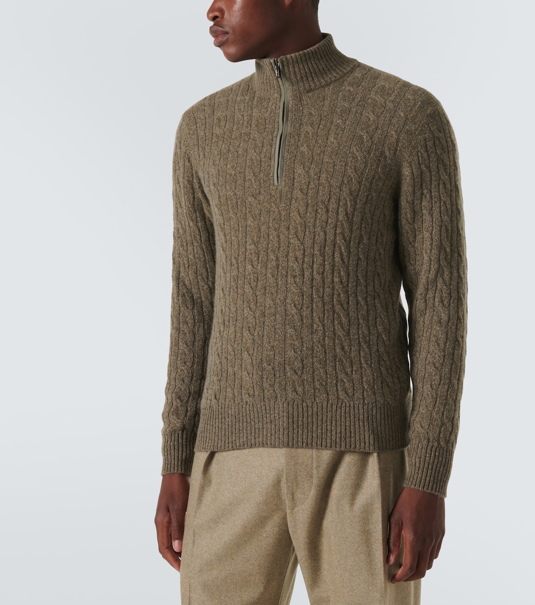 Pullover in cashmere a trecce con zip | Loro Piana