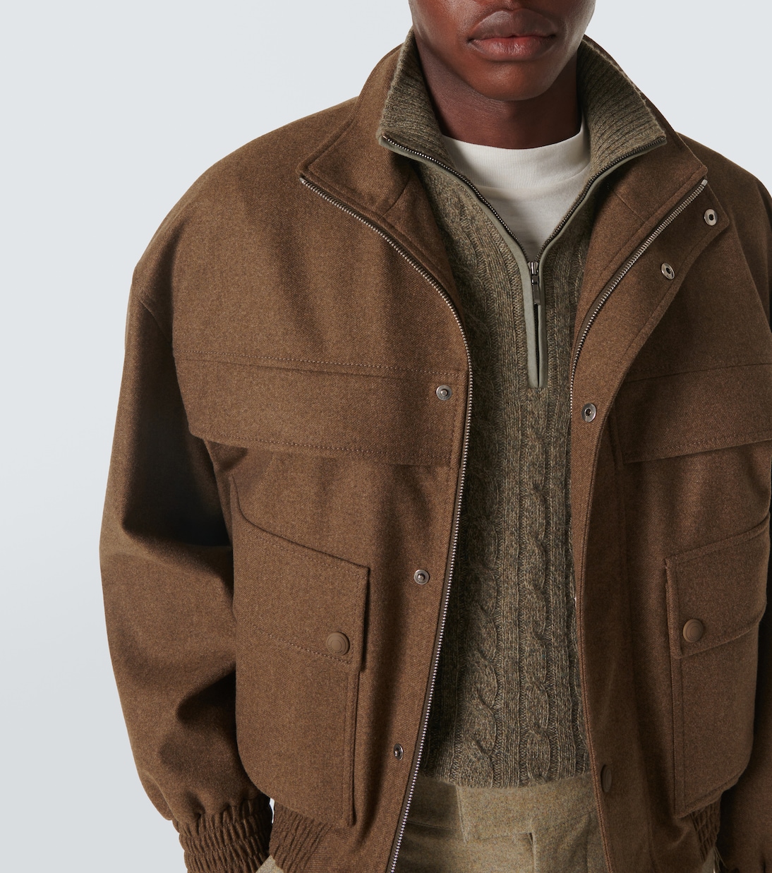 Pullover in cashmere a trecce con zip | Loro Piana