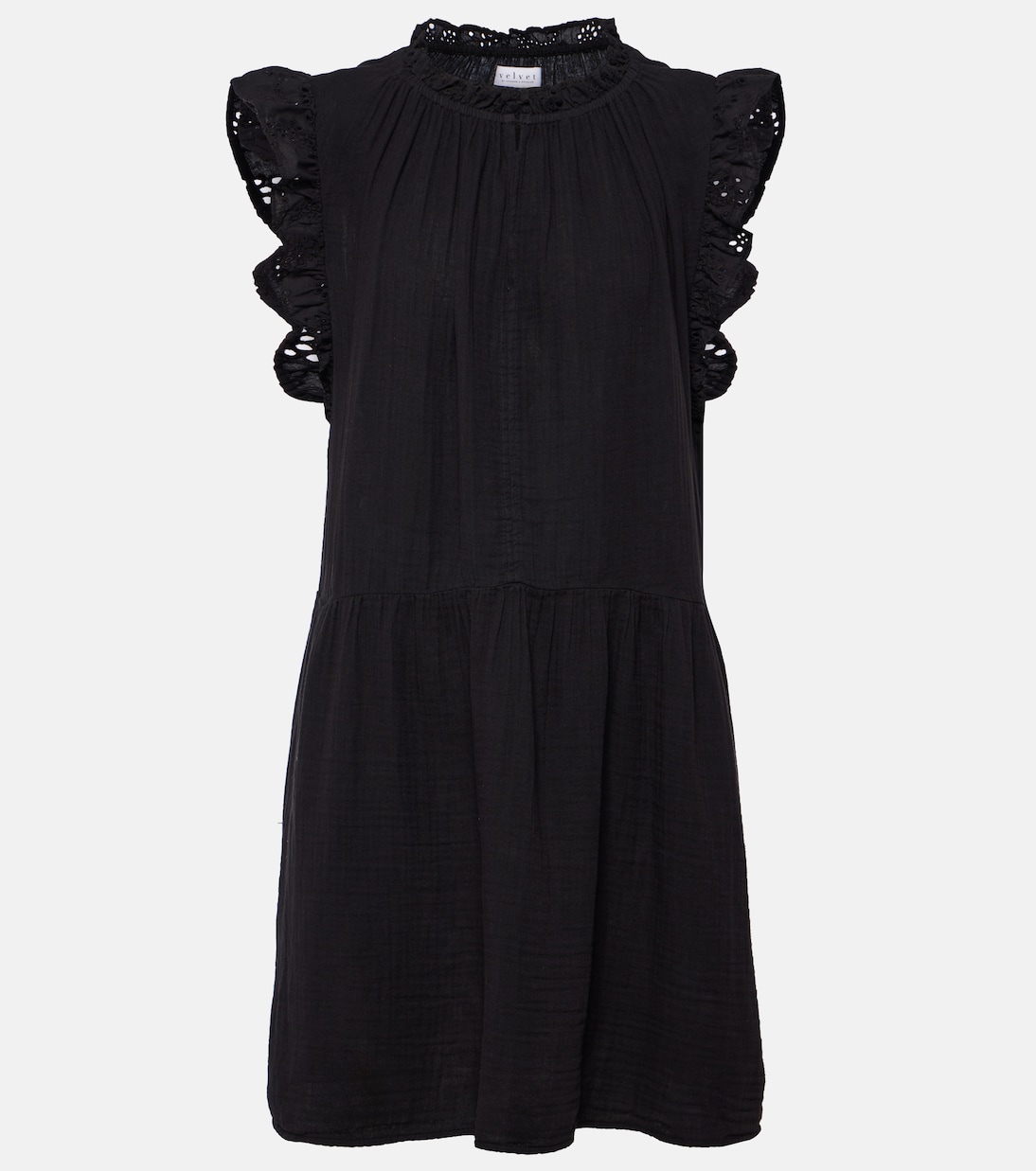 Grace lace-trimmed cotton minidress  | Velvet