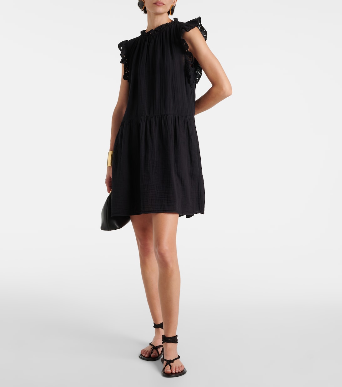 Grace lace-trimmed cotton minidress  | Velvet