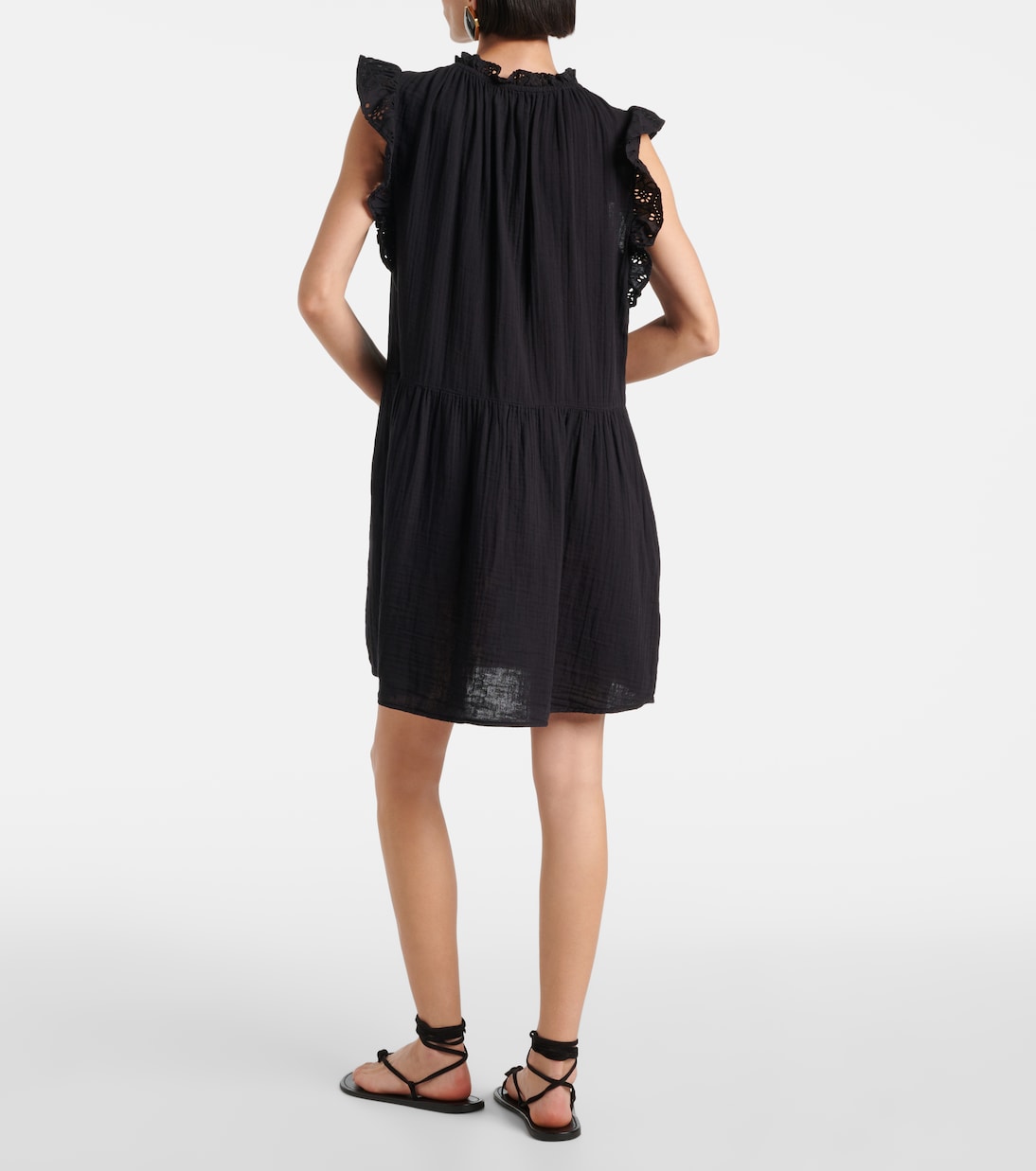 Grace lace-trimmed cotton minidress  | Velvet
