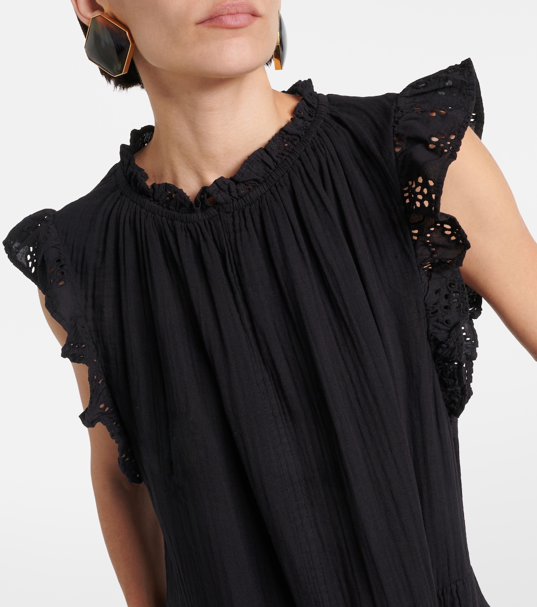 Grace lace-trimmed cotton minidress  | Velvet