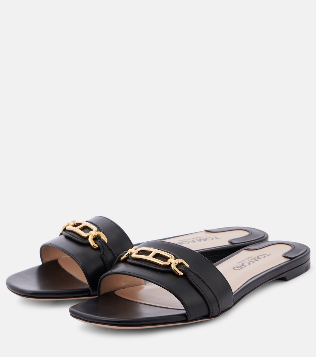 Embellished leather slides | Tom Ford