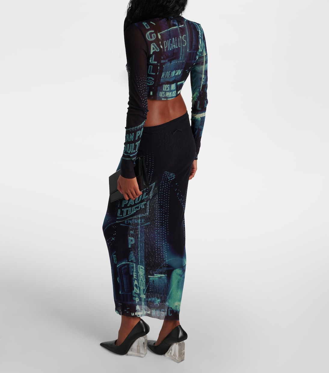 Falda midi de malla estampada | Jean Paul Gaultier