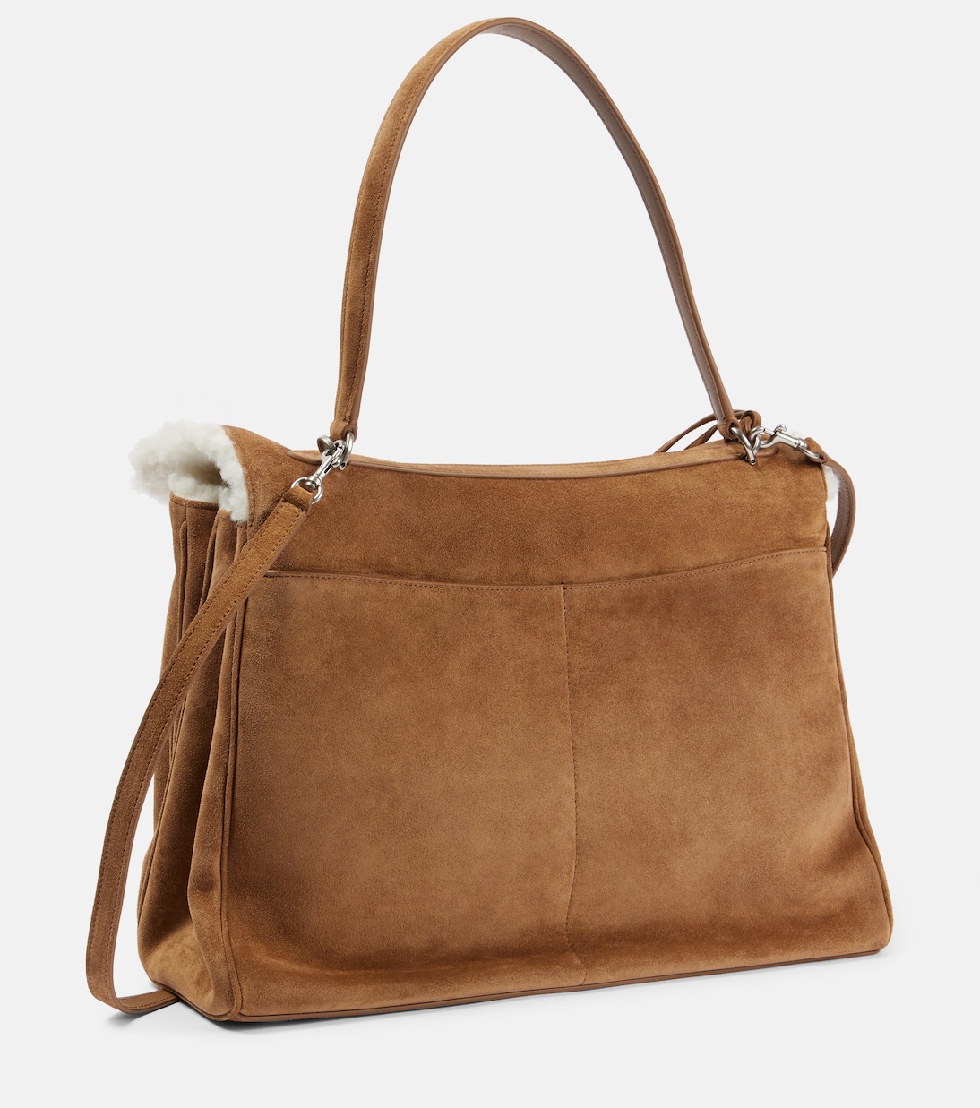 Borsa a spalla Rodeo Large in suede con shearling | Balenciaga