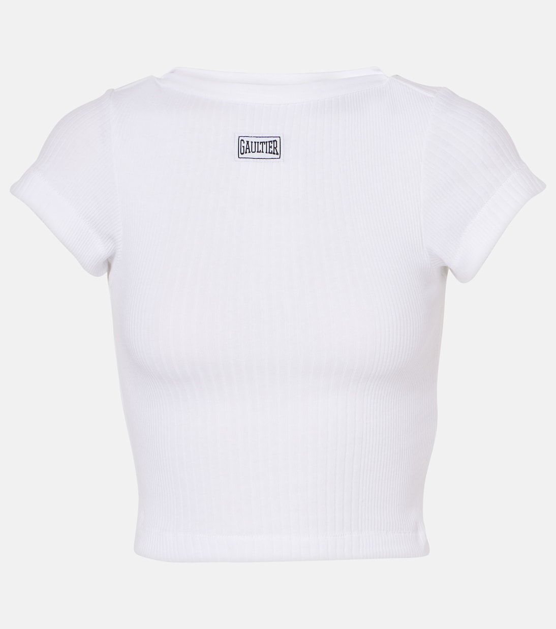 Top cropped in jersey di cotone con logo | Jean Paul Gaultier