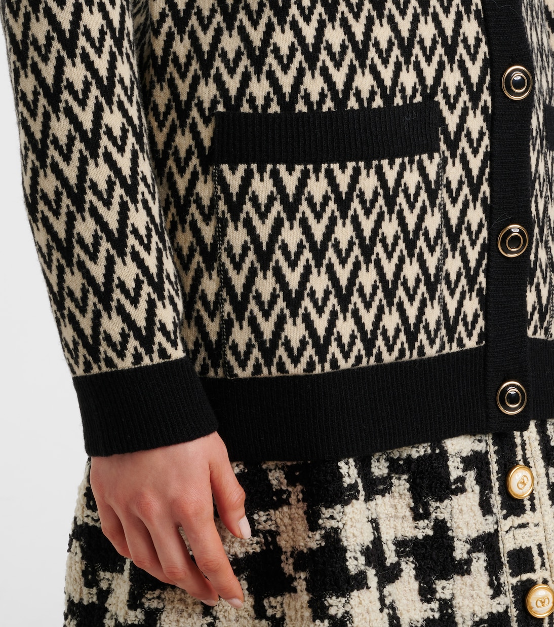 Toute La V virgin wool jacquard cardigan | Valentino