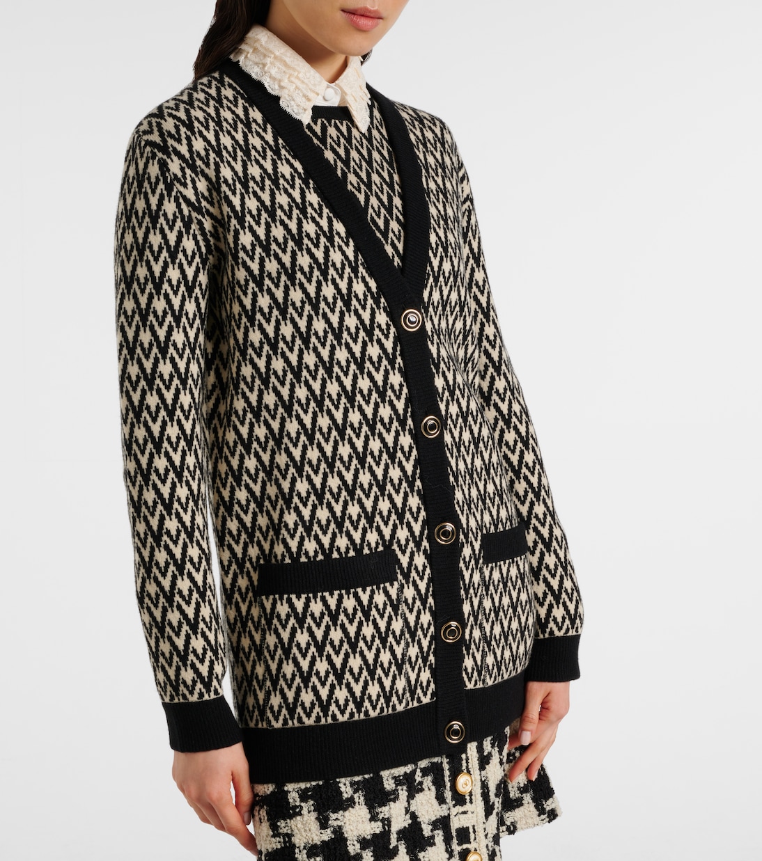 Toute La V virgin wool jacquard cardigan | Valentino