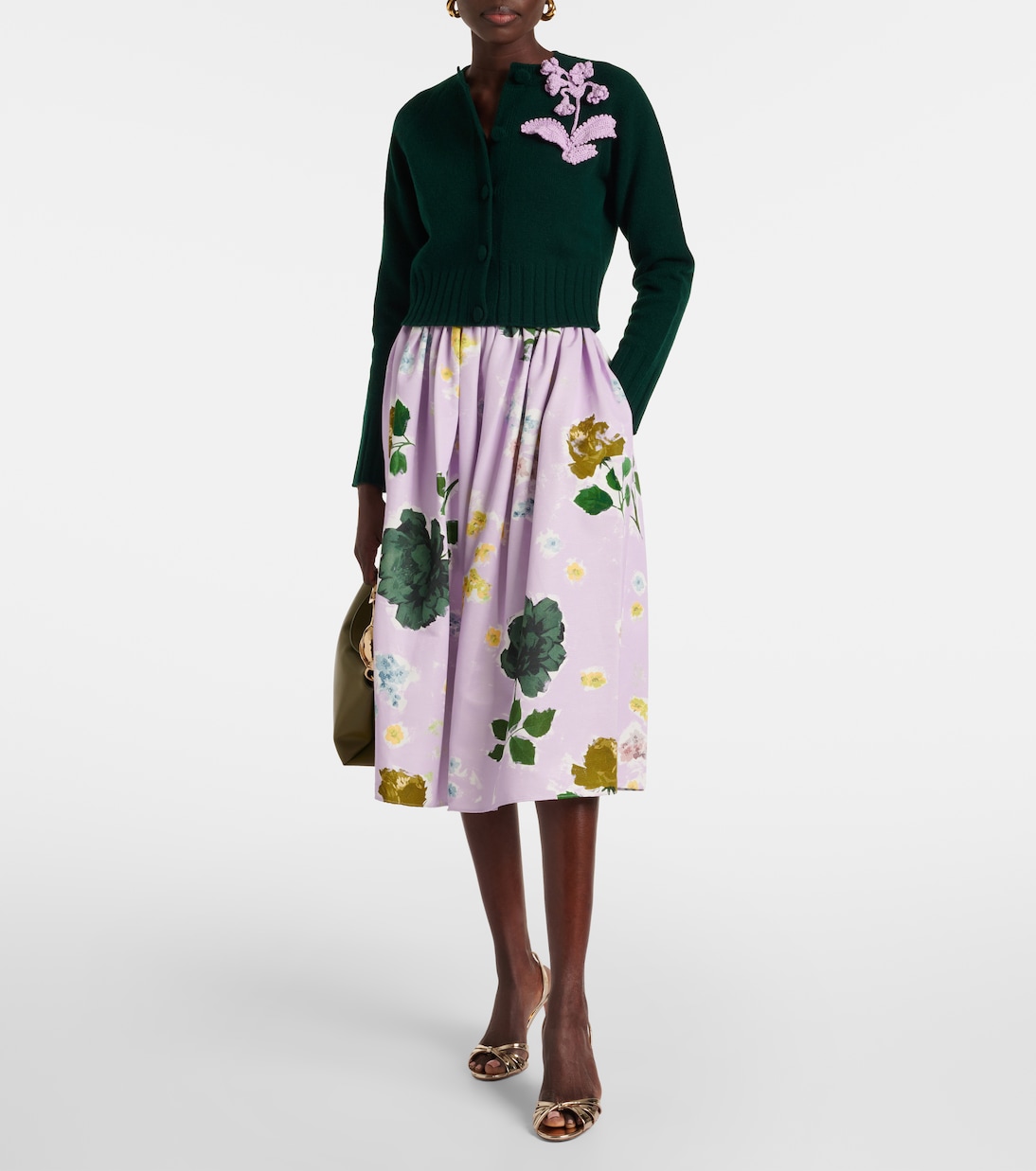 Falda midi en mezcla de algodón floral | Erdem