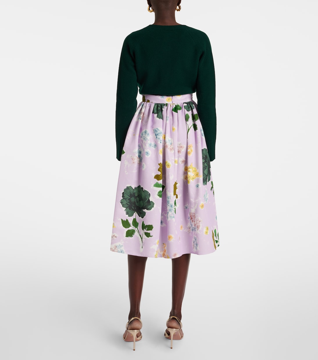 Falda midi en mezcla de algodón floral | Erdem