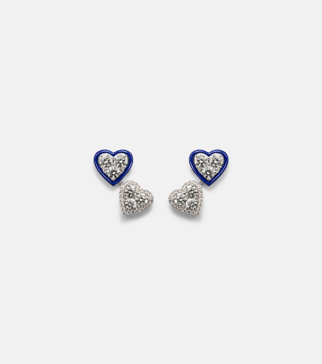 Orecchini in oro bianco 18kt KAMYEN Heart con diamanti, gioielli eleganti per giovani trendy