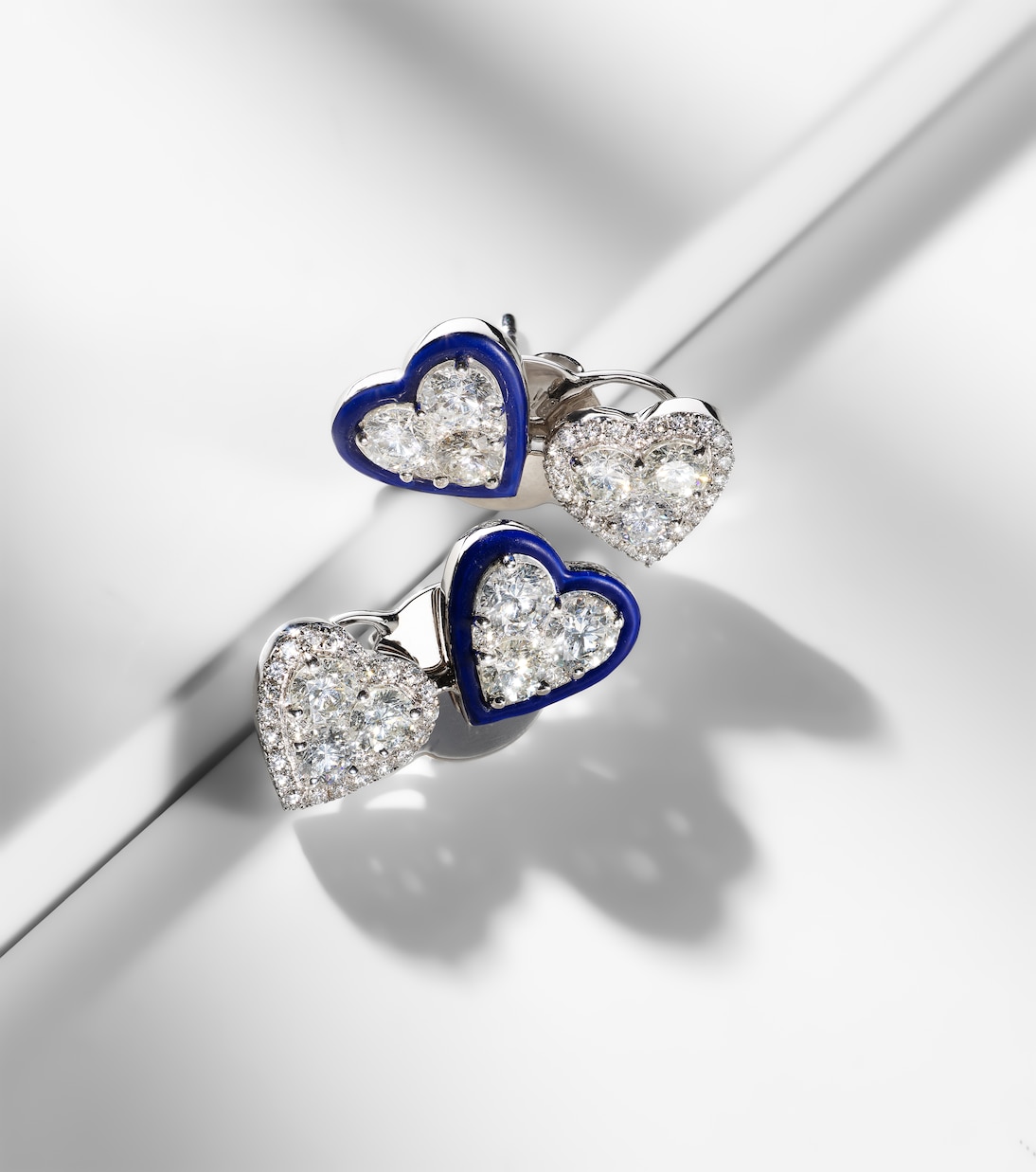 Orecchini in oro bianco 18kt KAMYEN Heart con diamanti, gioielli eleganti per giovani trendy