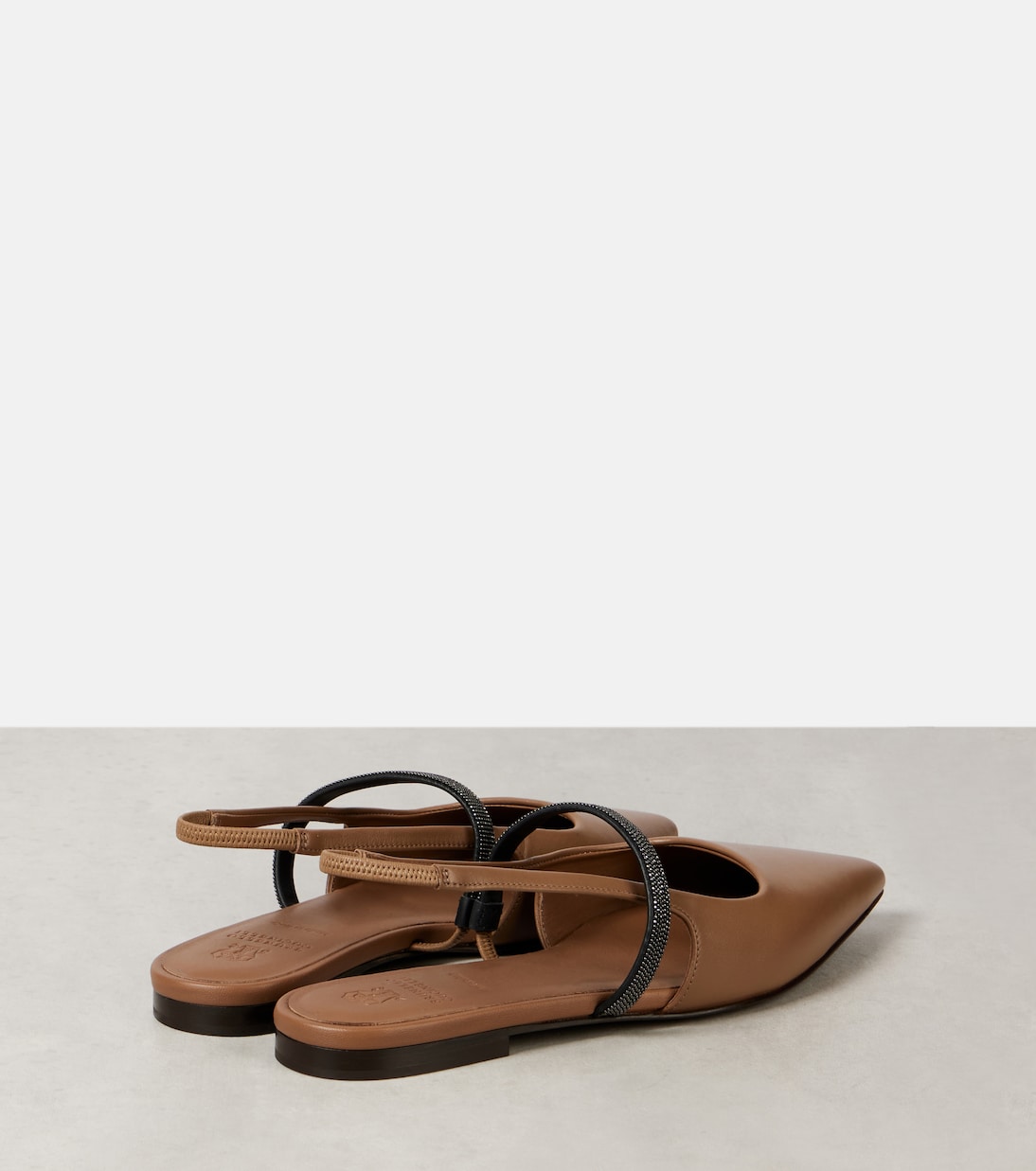 Ballerine slingback Pointy in pelle | Brunello Cucinelli