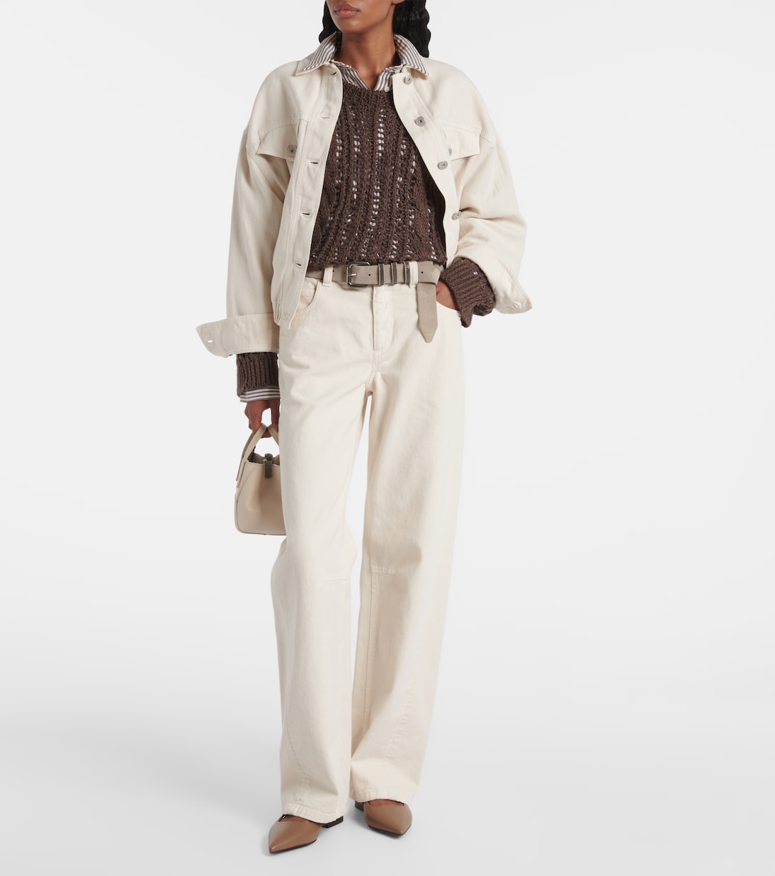 Ballerine slingback Pointy in pelle | Brunello Cucinelli