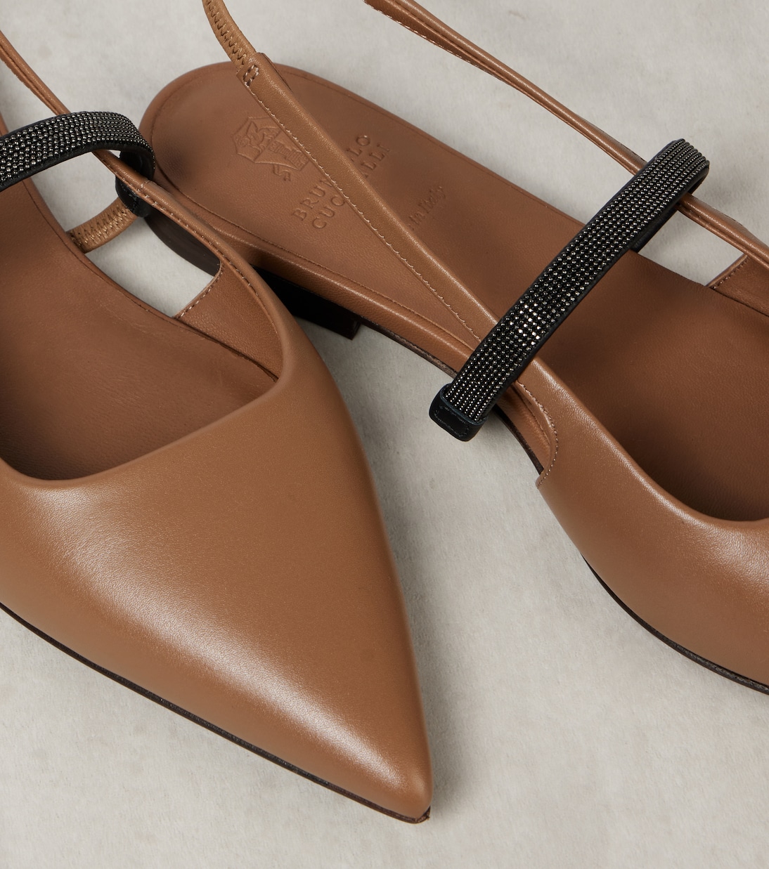 Ballerine slingback Pointy in pelle | Brunello Cucinelli
