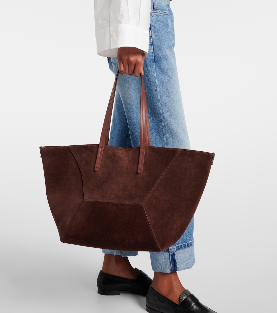 Cabas BC Duo Large en daim | Brunello Cucinelli
