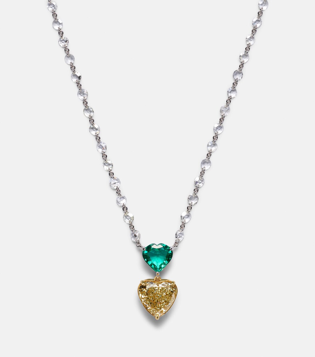 Pendentif en or 18 ct, diamants jaunes et émeraudes | Kamyen
