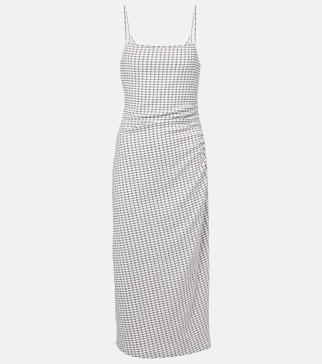 Checked ruched midi dress | Vince
