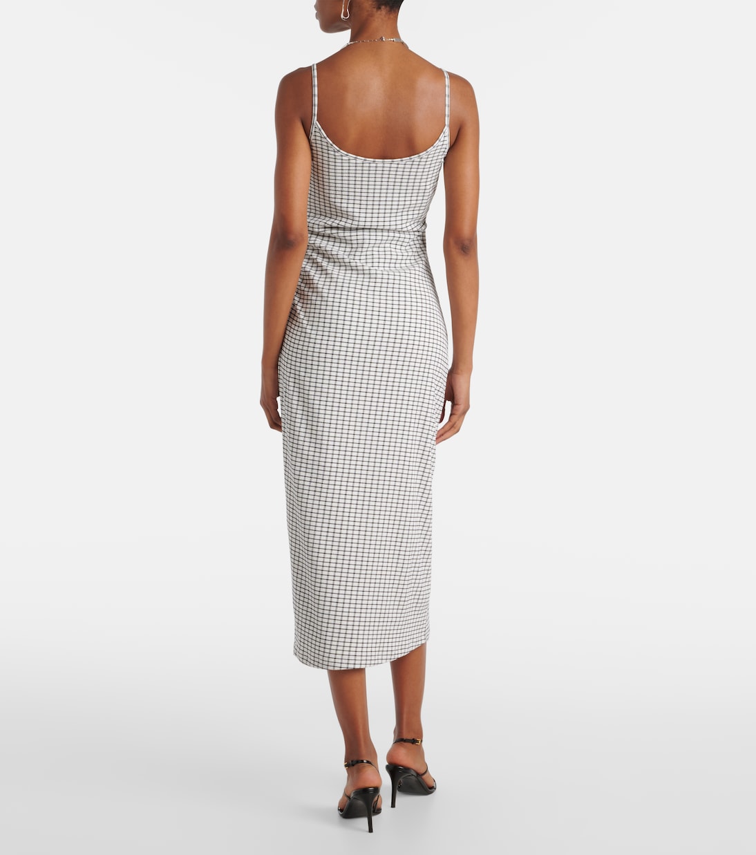 Checked ruched midi dress | Vince