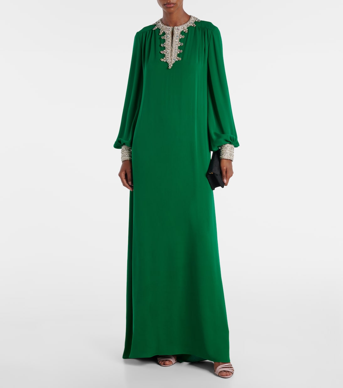 Robe longue en soie à ornements | Valentino